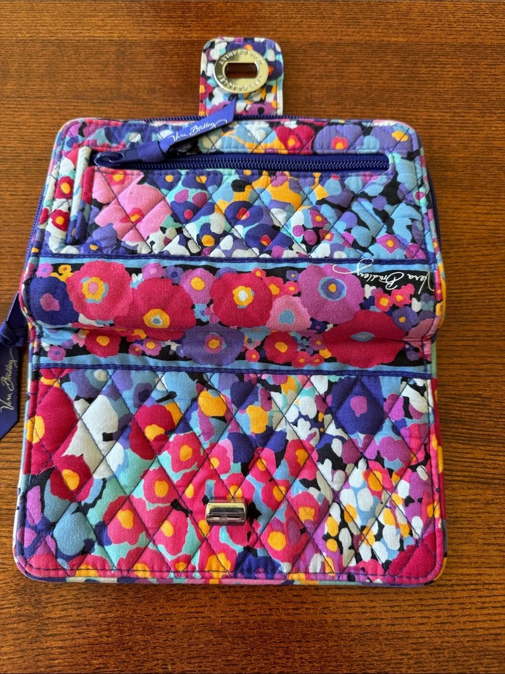 Vera Bradley Purple Floral Trifold Wallet - Picture 4 of 4